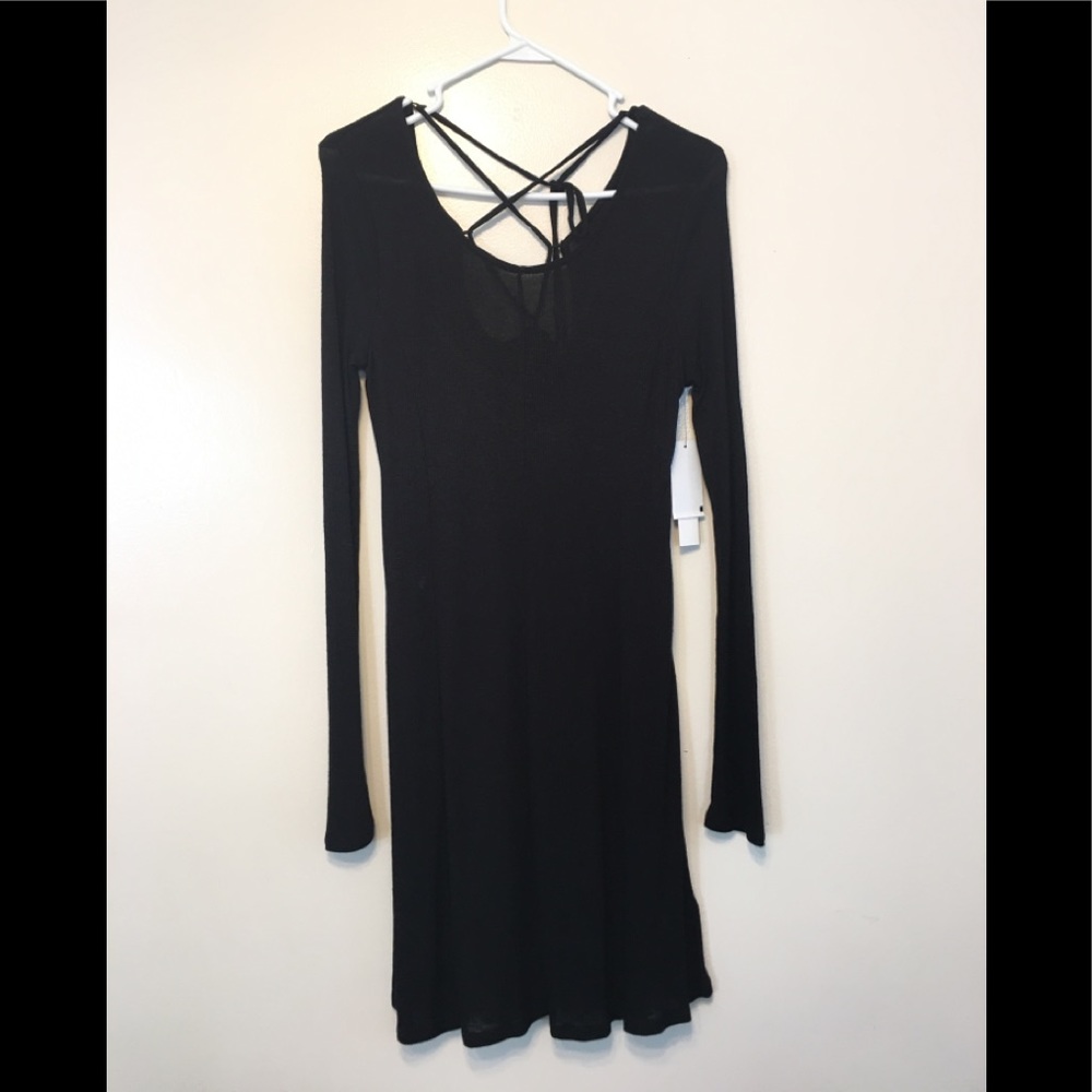 Design Lab black dress strappy back M long sleeve
